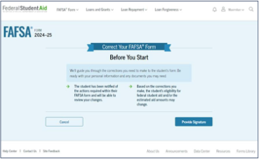 24-25 FAFSA Correction Step 2 Image
