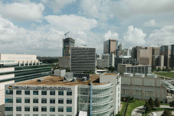 HCC Coleman Building with the Texas Medical Center in the background